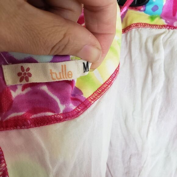 Anthropologie Tulle Women's Bright Barbiecore Floral Colorful Summer Mini Dress - Picture 10 of 10